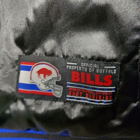 Buffalo Bills Jacket Satin Bomber Coat NFL Team Varsity Button NFL Mens XL - Picture 9 of 12